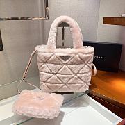 Prada Shearling Tote Pink 1BG378 26x23x11cm  - 5