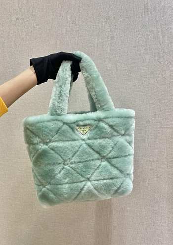 Prada Shearling Tote Mint 1BG378 26x23x11cm  