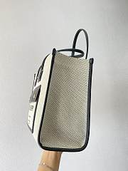 Burberry Small Leather Freya Tote  Two-tone Canvas Black 80441381 33x12.5x26cm - 5