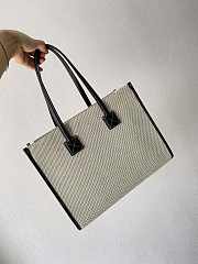 Burberry Small Leather Freya Tote  Two-tone Canvas Black 80441381 33x12.5x26cm - 2
