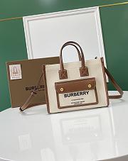 Burberry Mini Leather Freya Tote  Two-tone Canvas Tan 23x8x19cm - 1