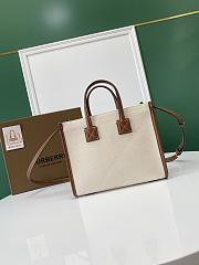 Burberry Mini Leather Freya Tote  Two-tone Canvas Tan 23x8x19cm - 5