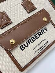 Burberry Mini Leather Freya Tote  Two-tone Canvas Tan 23x8x19cm - 4