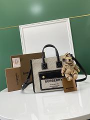 Burberry Mini Leather Freya Tote  Two-tone Canvas Black 23x8x19cm - 2