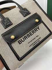 Burberry Mini Leather Freya Tote  Two-tone Canvas Black 23x8x19cm - 3