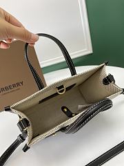 Burberry Mini Leather Freya Tote  Two-tone Canvas Black 23x8x19cm - 4