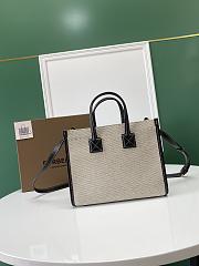 Burberry Mini Leather Freya Tote  Two-tone Canvas Black 23x8x19cm - 6