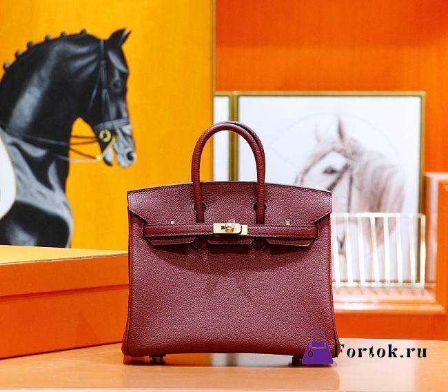 Hermes Birkin Togo In Smooth Leather Burgundy 25cm - 1