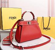 Fendi Mini Peekaboo Iconic Grained Leather Red 8BN244 23x11x18cm - 2