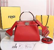 Fendi Mini Peekaboo Iconic Grained Leather Red 8BN244 23x11x18cm - 3
