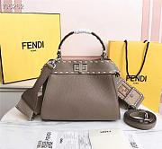 Fendi Mini Peekaboo Iconic Grained Leather Gray 8BN244 23x11x18cm - 6