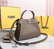 Fendi Mini Peekaboo Iconic Grained Leather Gray 8BN244 23x11x18cm - 4