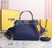 Fendi Mini Peekaboo Iconic Grained Leather Navy 8BN244 23x11x18cm - 1
