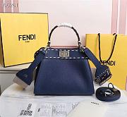 Fendi Mini Peekaboo Iconic Grained Leather Navy 8BN244 23x11x18cm - 6