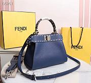Fendi Mini Peekaboo Iconic Grained Leather Navy 8BN244 23x11x18cm - 3