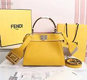 Fendi Mini Peekaboo Iconic Grained Leather Yellow 8BN244 23x11x18cm - 1