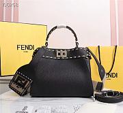 Fendi Mini Peekaboo Iconic Grained Leather Black 8BN244 23x11x18cm - 1