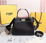 Fendi Mini Peekaboo Iconic Grained Leather Black 8BN244 23x11x18cm - 5