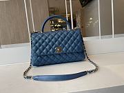 Chanel Cocohandle Flap Bag Gold-tone Metal Grained Leather Blue A92991 28cm - 1