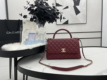 Chanel Cocohandle Flap Bag Gold-tone Metal Grained Leather Burgundy A92991 28cm