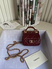 Chanel Handle Flap Card Holder With Chain Red AP2271 11x10x3cm - 1