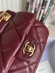 Chanel Handle Flap Card Holder With Chain Red AP2271 11x10x3cm - 6