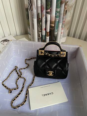 Chanel Handle Flap Card Holder With Chain Black AP2271 11x10x3cm