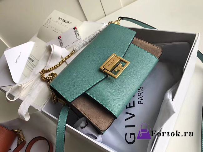 Givenchy Small GV3 Bag In Leather And Suede Leather Blue/Gray 22x14x8cm - 1