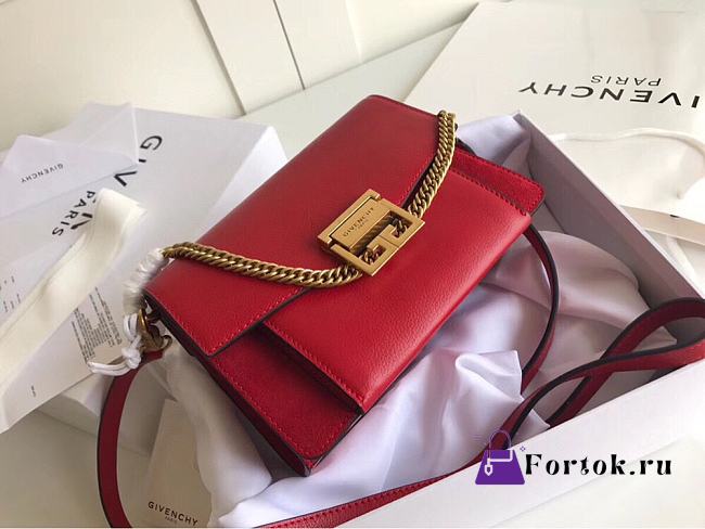 Givenchy Small GV3 Bag In Leather And Suede Leather Red 22x14x8cm - 1