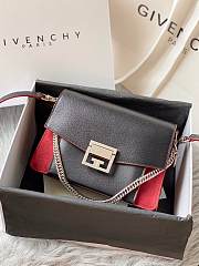 Givenchy Small GV3 Bag In Leather And Suede Leather Black/Red 22x14x8cm - 1