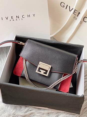 Givenchy Small GV3 Bag In Leather And Suede Leather Black/Red 22x14x8cm