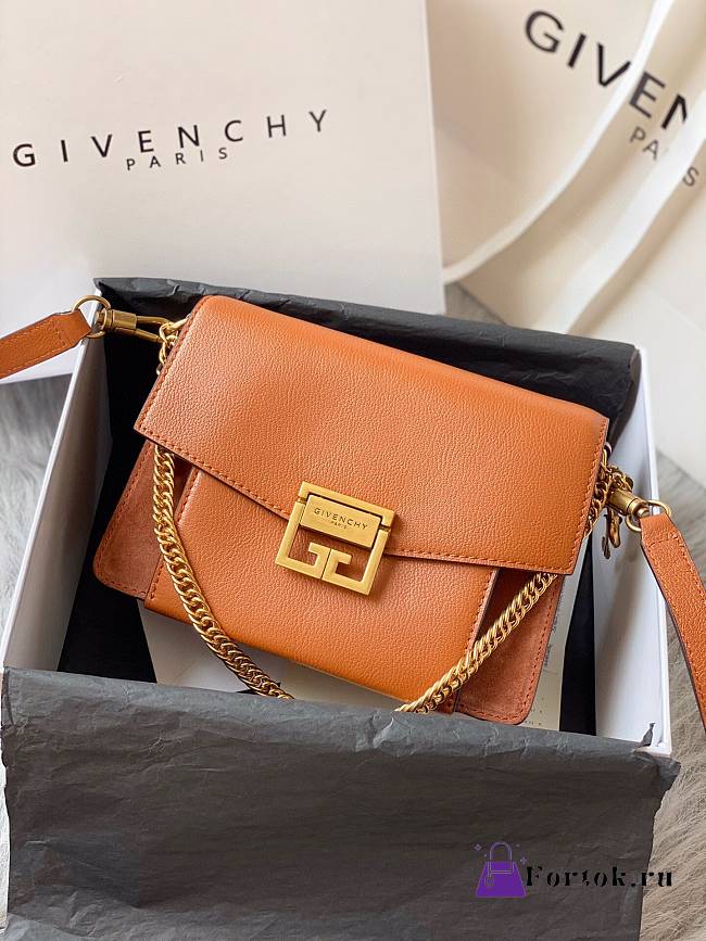 Givenchy Small GV3 Bag In Leather And Suede Leather Brown 22x14x8cm - 1