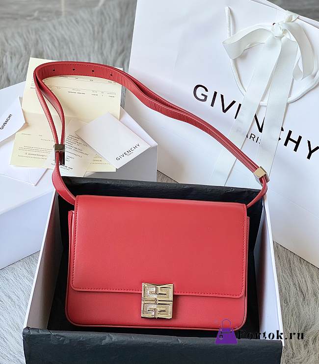 Givenchy Medium 4G Box Bag In Leather Red 21x15x6cm - 1