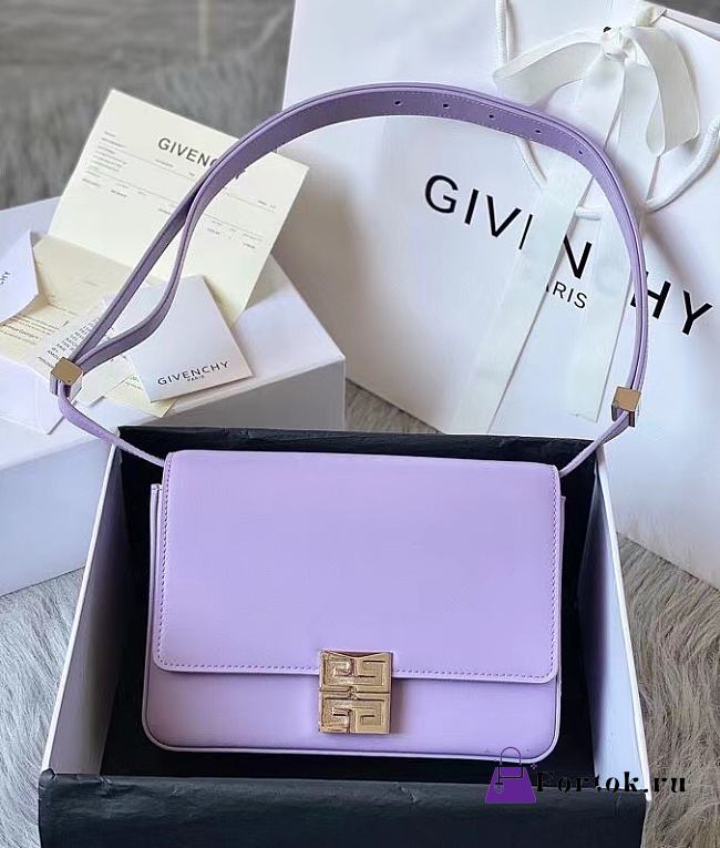 Givenchy Medium 4G Box Bag In Leather Purple 21x15x6cm - 1