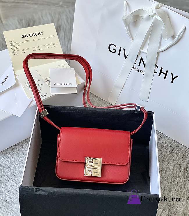 Givenchy Small 4G Box Bag In Leather Red 16x12x6cm - 1