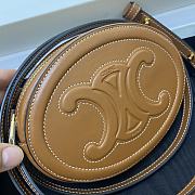 Celine Crossbody Oval Purse Triomphe Tan 10I703DPQ 16x12.5x4cm - 4