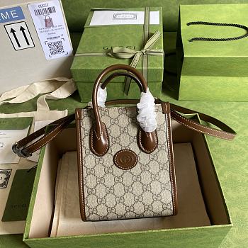 Gucci Mini Tote Bag Interlocking G Brown 671623 16x20x7cm