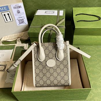 Gucci Mini Tote Bag Interlocking G White 671623 16x20x7cm