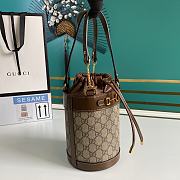 Gucci Small Horsebit 1955 Bucket Bag GG Canvas Brown 637115 14x16x14cm - 6