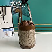 Gucci Small Horsebit 1955 Bucket Bag GG Canvas Brown 637115 14x16x14cm - 3
