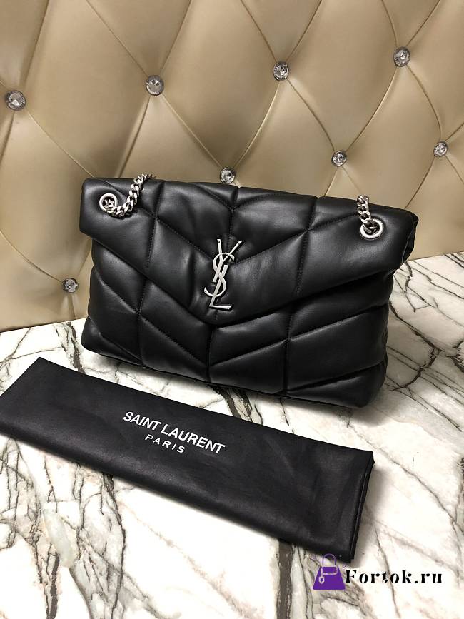 Ysl Medium Puffer Bag Silver Metal In Leather 5774751 35x23x13.5cm - 1