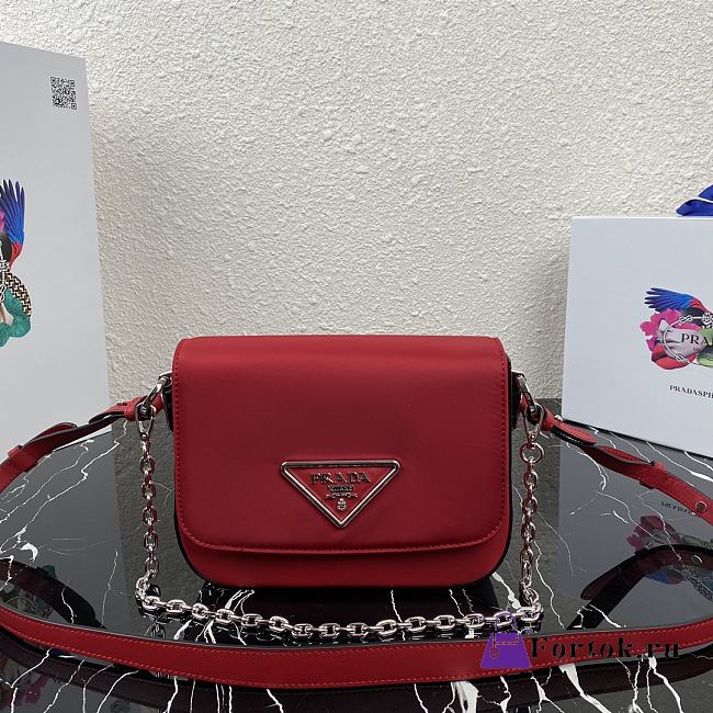Prada Identity Shoulder Bag Nylon/Leather Red 1BD263 21x16x6.5cm - 1