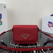 Prada Identity Shoulder Bag Nylon/Leather Red 1BD263 21x16x6.5cm - 1