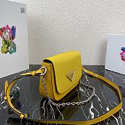 Prada Identity Shoulder Bag Nylon/Leather Yellow 1BD263 21x16x6.5cm - 4