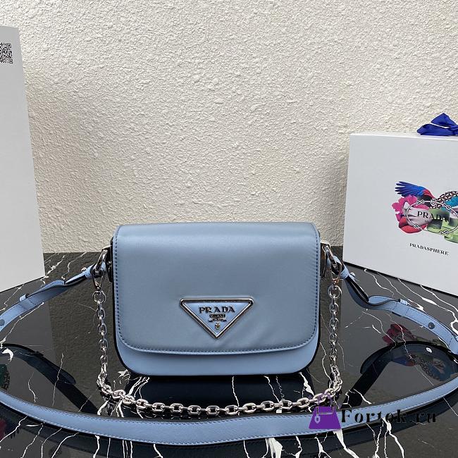 Prada Identity Shoulder Bag Nylon/Leather Blue 1BD263 21x16x6.5cm - 1