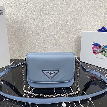 Prada Identity Shoulder Bag Nylon/Leather Blue 1BD263 21x16x6.5cm