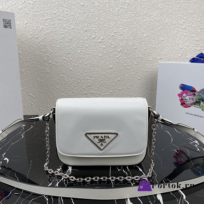 Prada Identity Shoulder Bag Nylon/Leather White 1BD263 21x16x6.5cm - 1