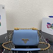 Prada Saffiano Leather Shoulder Bag Blue 1BD275 22x14x6.5cm - 1