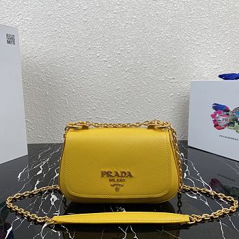 Prada Saffiano Leather Shoulder Bag Yellow 1BD275 22x14x6.5cm