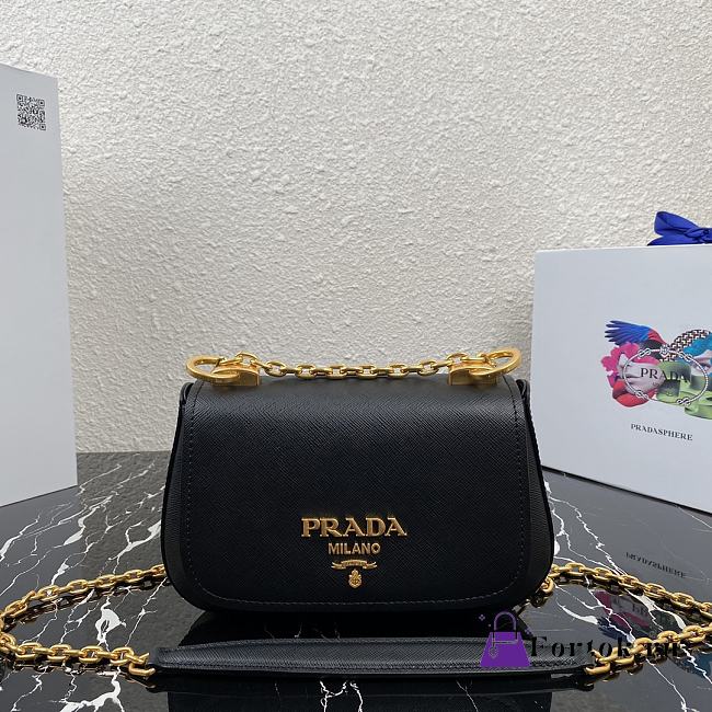 Prada Saffiano Leather Shoulder Bag Black 1BD275 22x14x6.5cm - 1